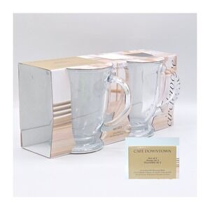 Circleware Coffee Downtown 16oz Clear Glass Mug Set of 2 Drinkware Hot Beverages